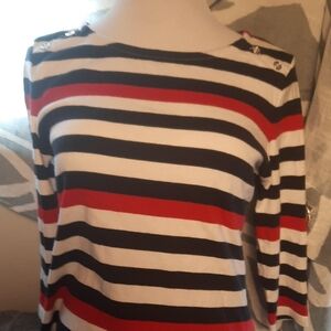 Tommy Hilfigure Striped Women's Top - Red, Black, and White